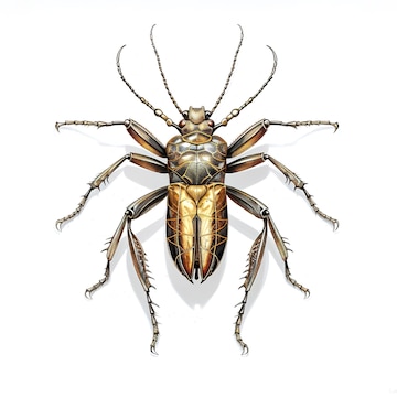 Imagen de un carabajo de cuernos largos sobre un fondo limpio ilustraciãn de insectos ia generativa foto premium