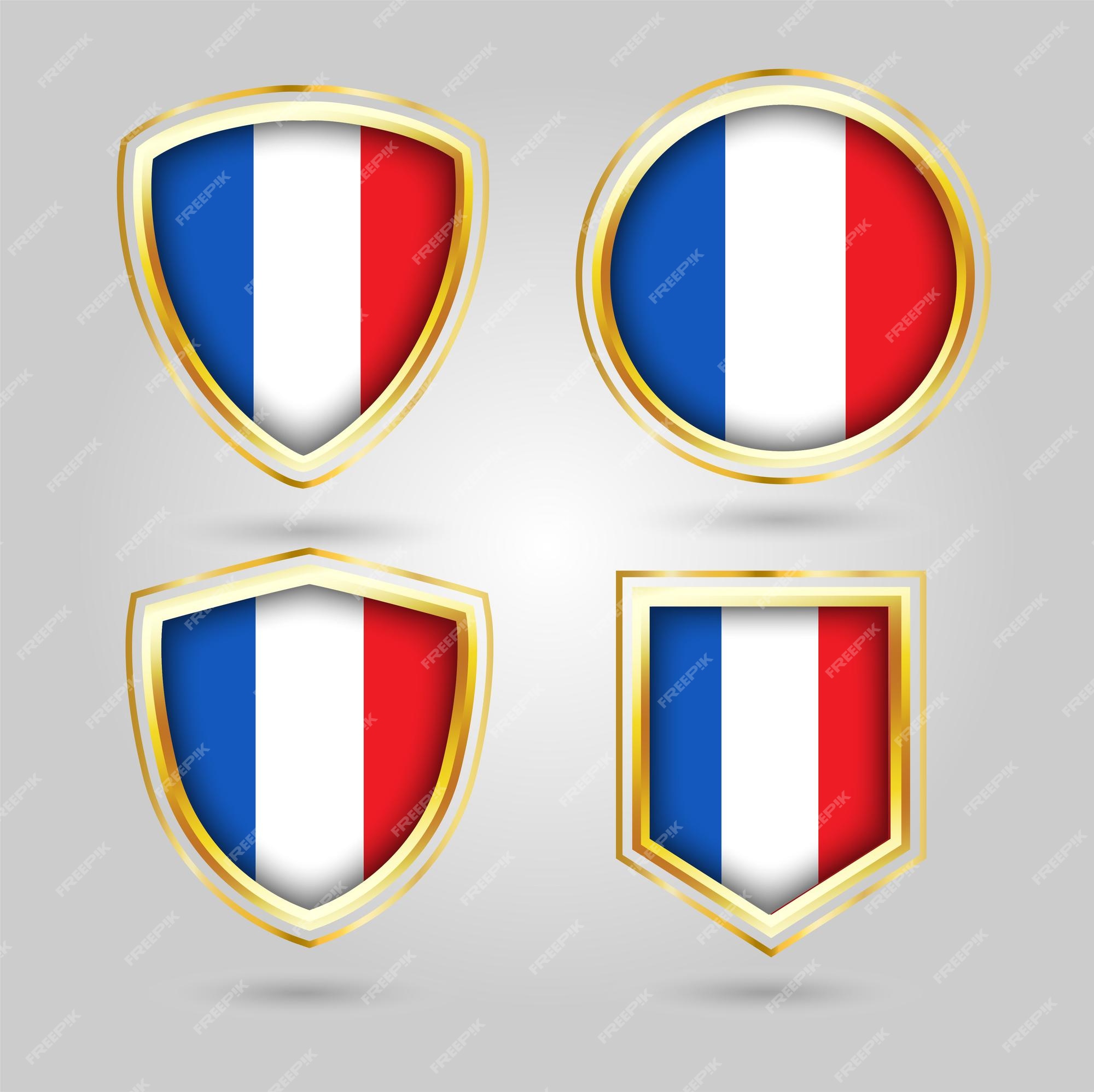 Conjunto de cudo bandera de francia vector premium
