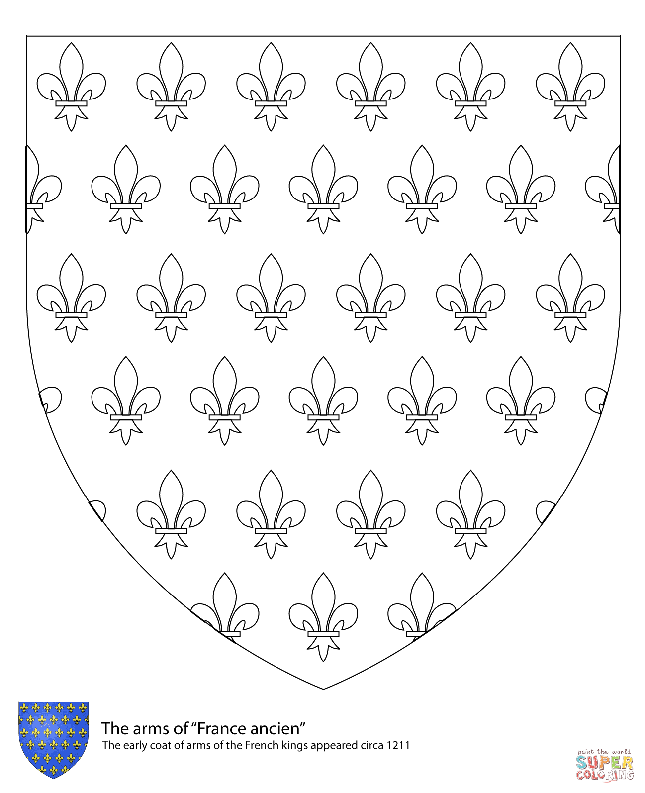 Coat of arms of french kings coloring page free printable coloring pages
