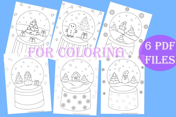 Dibujos para colorear de navidad para imprimir bolas de nieve de navidad descarga instantãnea de pdf