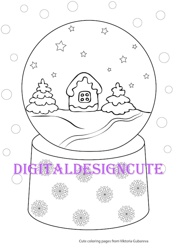Dibujos para colorear de navidad para imprimir bolas de nieve de navidad descarga instantãnea de pdf