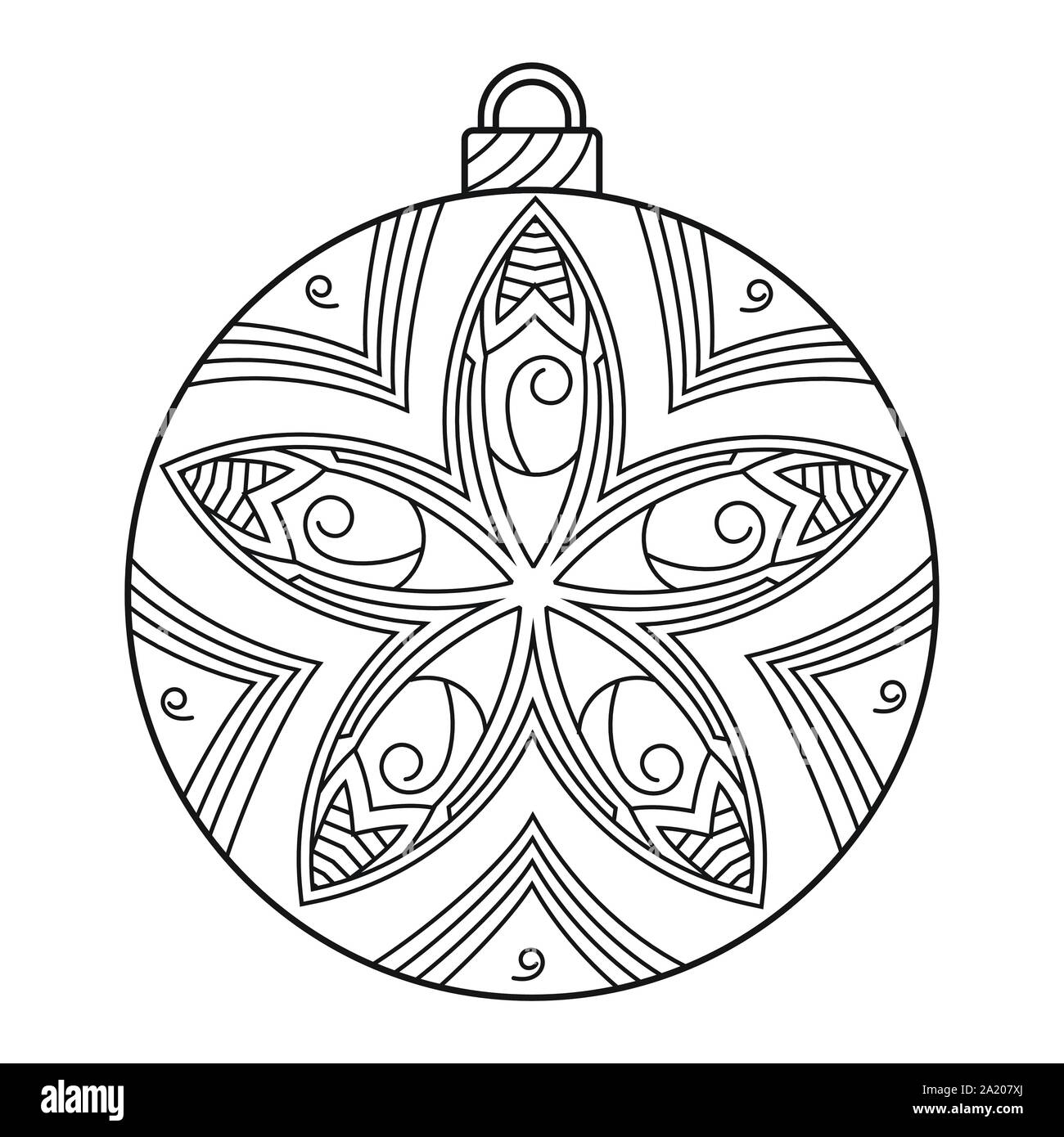 Libro para colorear de vector de bolas de navidad para adultos dibujar lãnea monochrime imagen vector de stock