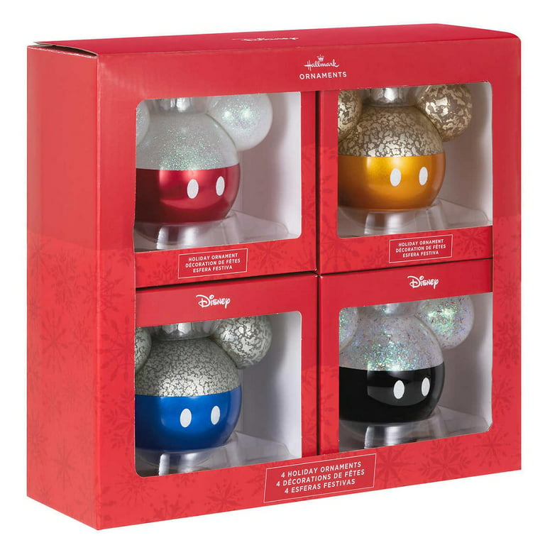 Hallmark disney mickey mouse icon glass ornaments set of