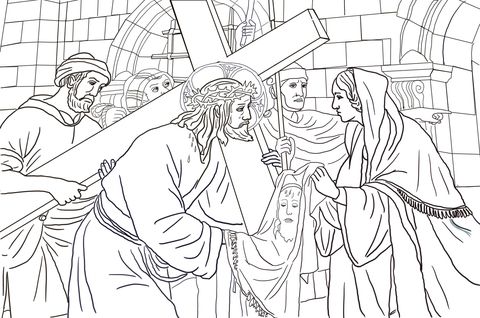 Dibujo de sexta taciãn verãnica limpia la cara de jãºs para colorear dibujos para colorear impâ jus para colorear libro de color dibujos para colorear