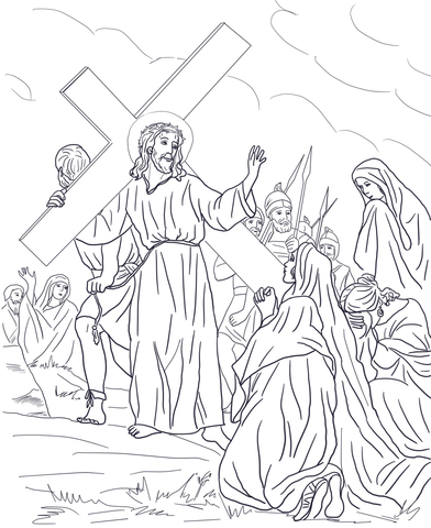 Dibujo de octava estaciãn jesãºs consuela a las mujeres para colorear dibujos para colorear imprimir gratis