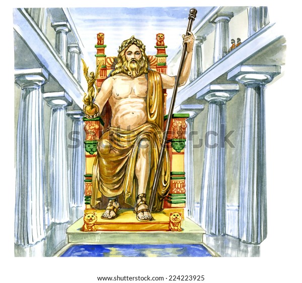 Statue zeus olympia stock illustration
