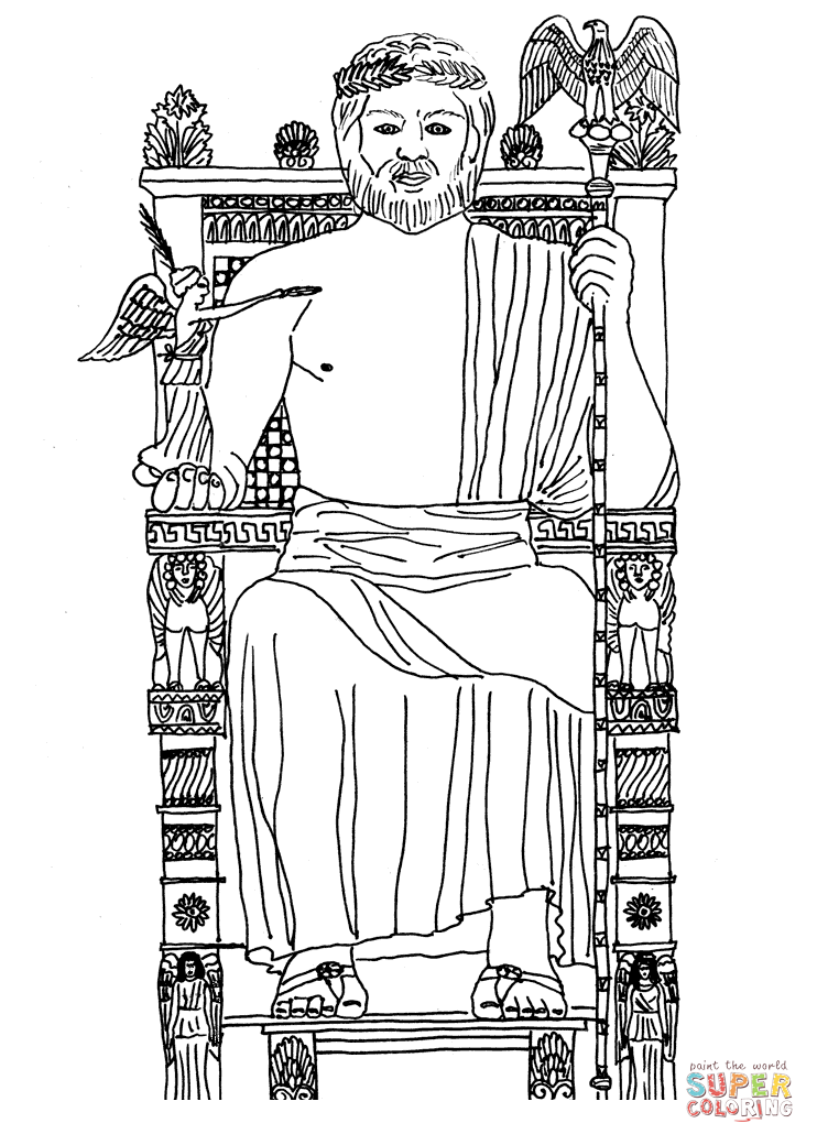 Statue of olympian zeus coloring page free printable coloring pages
