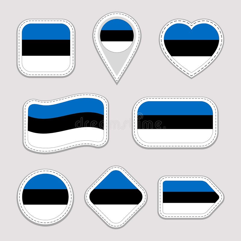 Estonia flag vector set estonian flags stickers collection isolated geometric icons stock vector