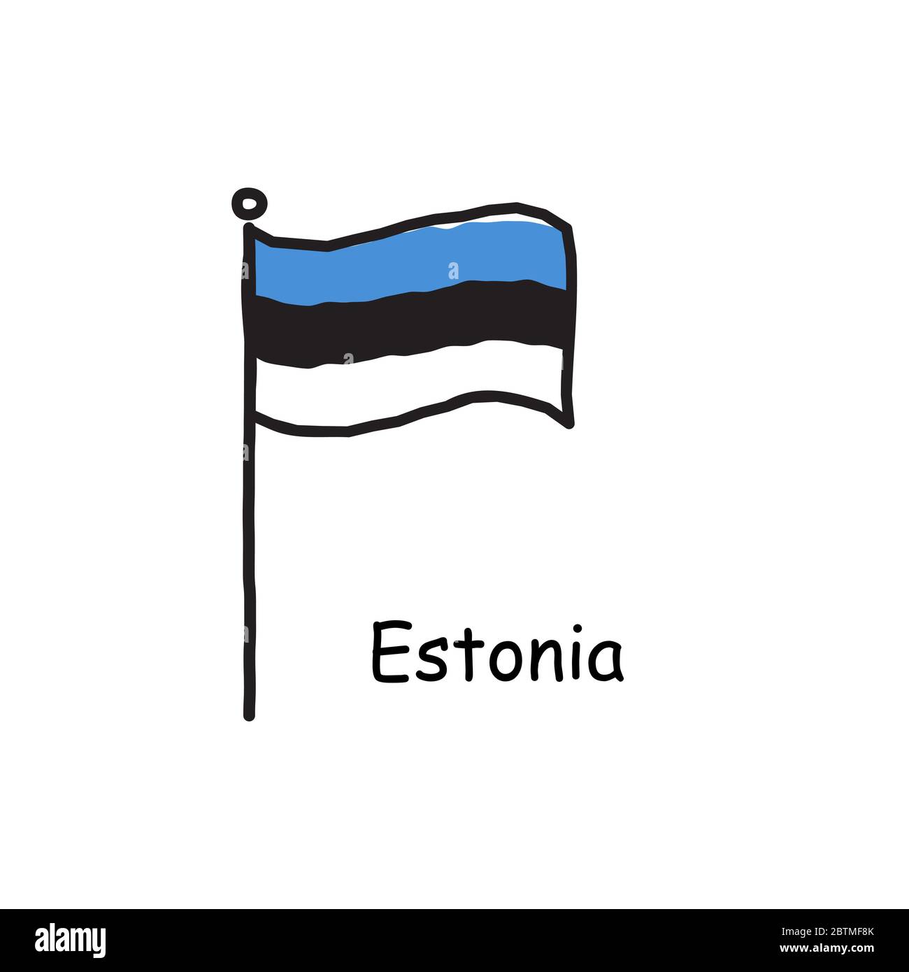 Estonia flag on flag pole stock vector images