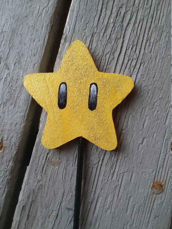 Mario bros handpainted wood star wand great for cosplay
