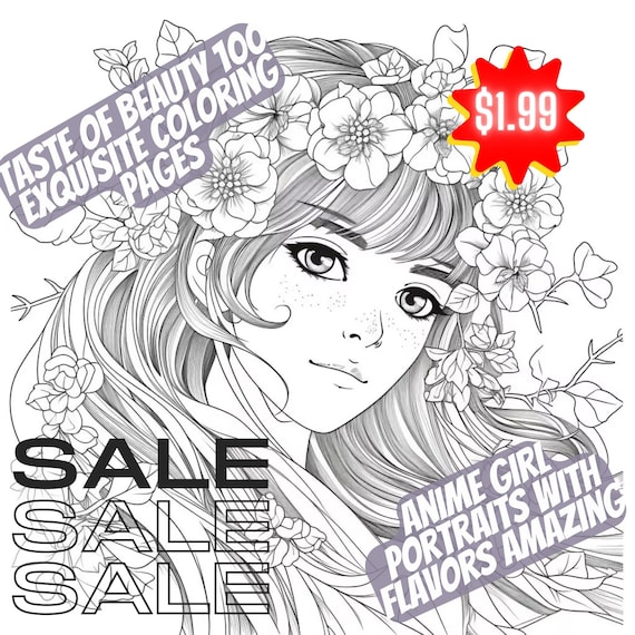 Taste of beauty exquisite coloring pages of anime girl portraits with flavors amazing