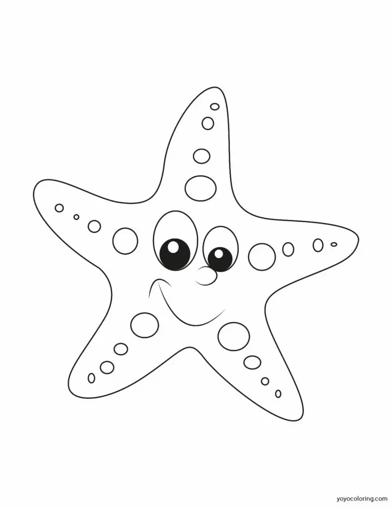 Dibujos de estrellas de mar para colorear á plantilla de pintura imprimible