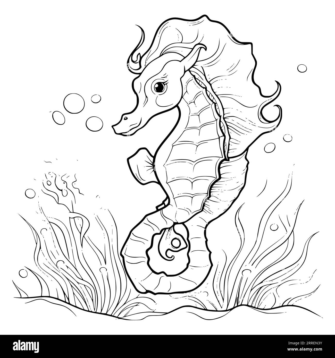Dibujo para colorear de caballito de mar imãgen vectorial de stock