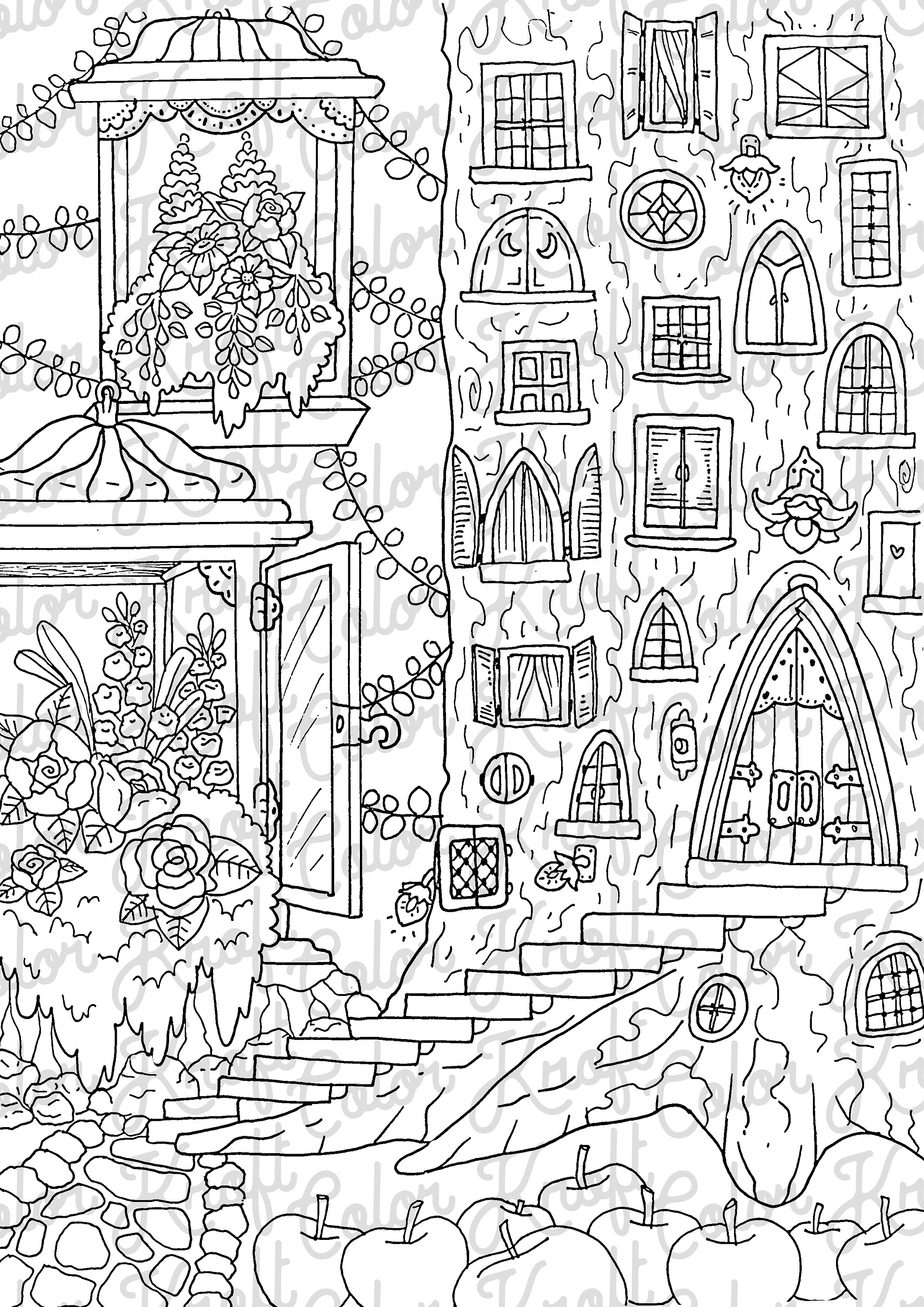 Treetop bed and breakfast coloring page coloring page printable digital download coloring