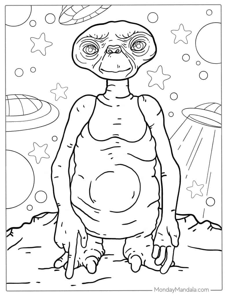 Alien coloring pages free pdf printables