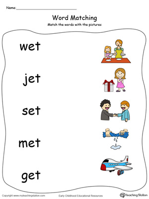 Free et word family picture match in color