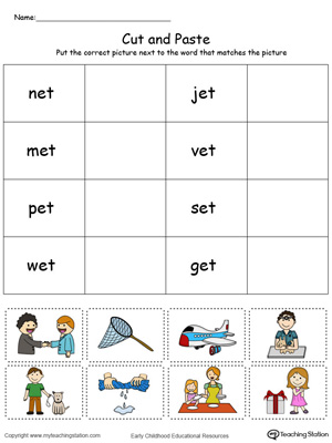 Free et word family match picture with word in color