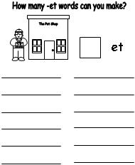Et word family worksheet