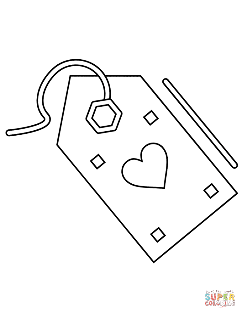 Valentines day discount tag with heart coloring page free printable coloring pages