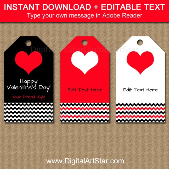 Etiqueta de regalo de san valentãn imprimible etiquetas editables del dãa de san valentãn ideas de fiesta del dãa de san valentãn etiquetas descargables de san valentãn en el aula negro rojo