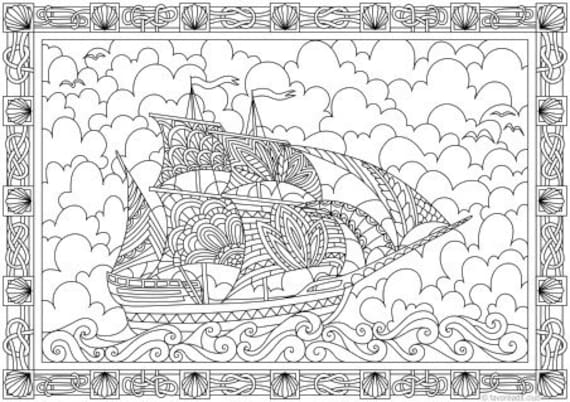 Ship printable adult coloring page from favoreads coloring book pages for adults and kids coloring sheets coloring designs
