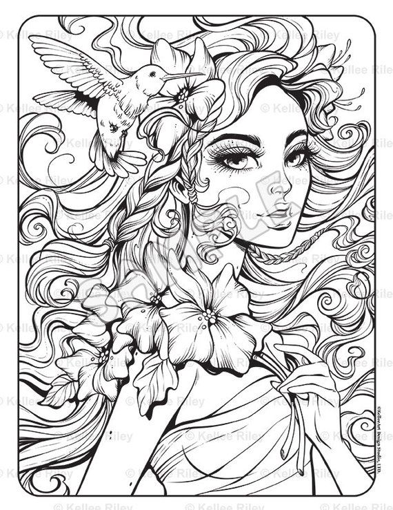 Muse adult coloring page