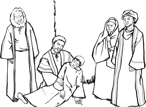 Paul embraces eutychus coloring page free printable coloring pages