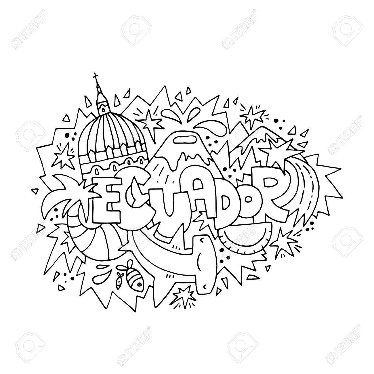 Ecuador concept for adult coloring book
