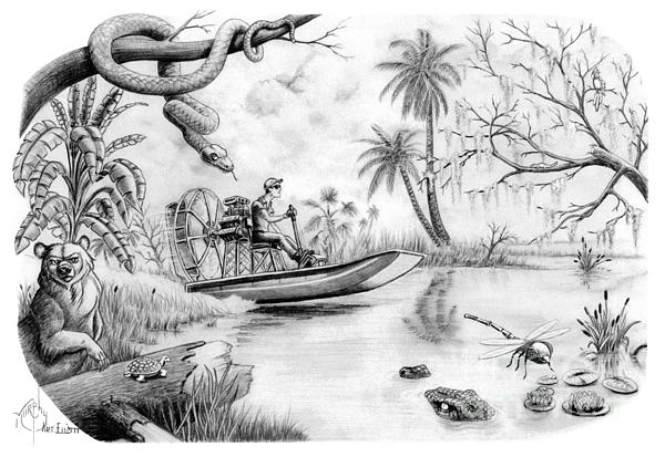 Everglades florida drawing bath sheet by murphy elliott