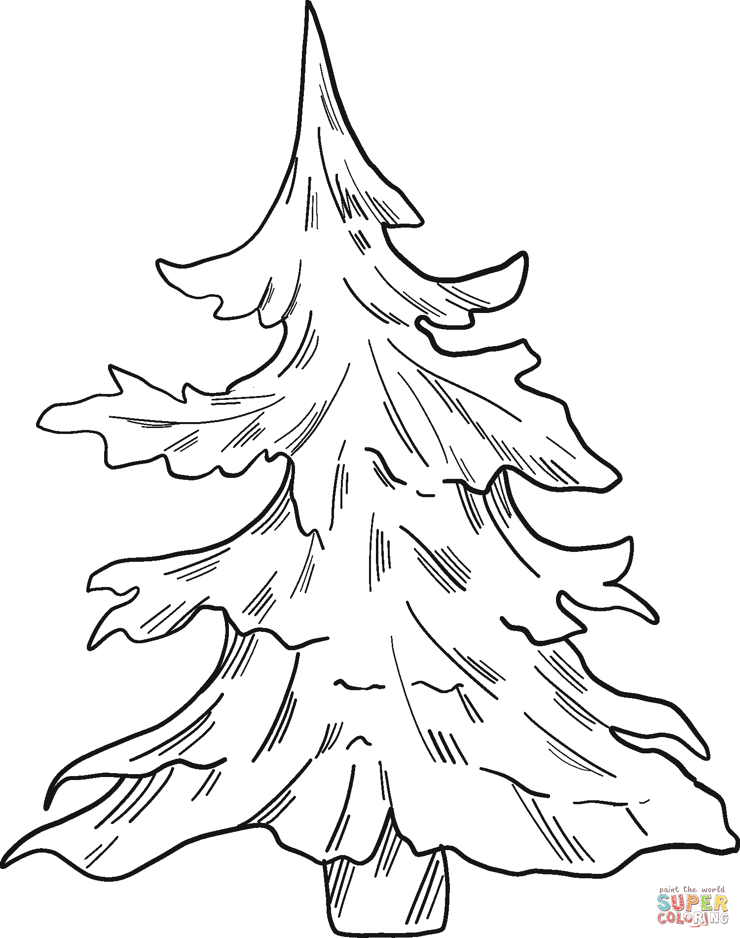 Evergreen tree coloring page free printable coloring pages