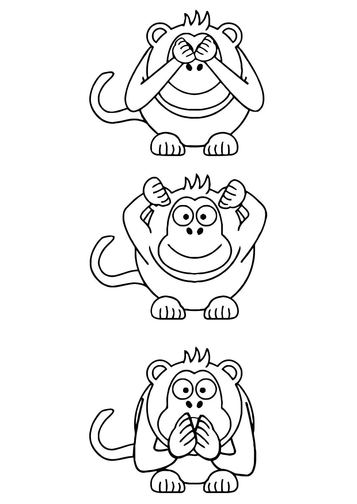 Coloring page hear no evil see no evil speak no evil