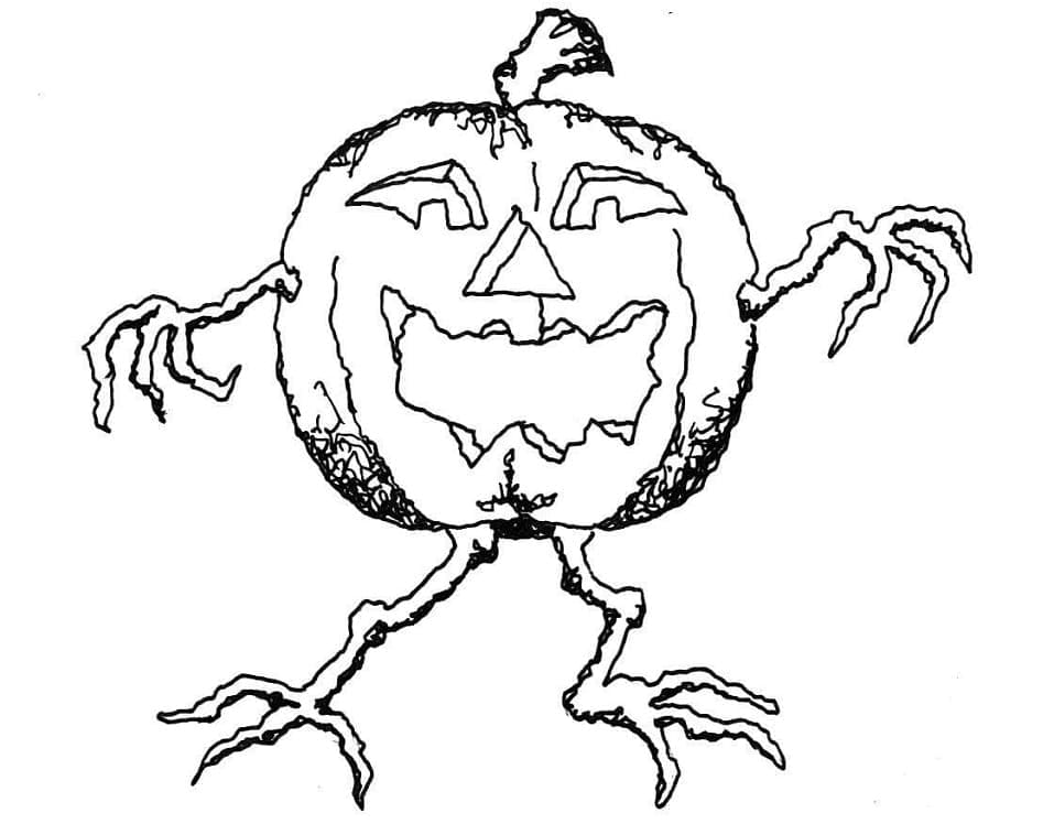 Evil halloween pumpkin coloring page