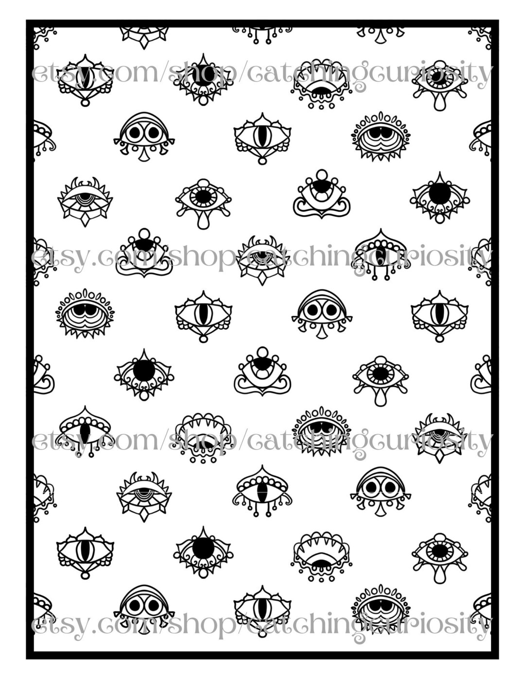 Evil eye adult coloring page printable pdf
