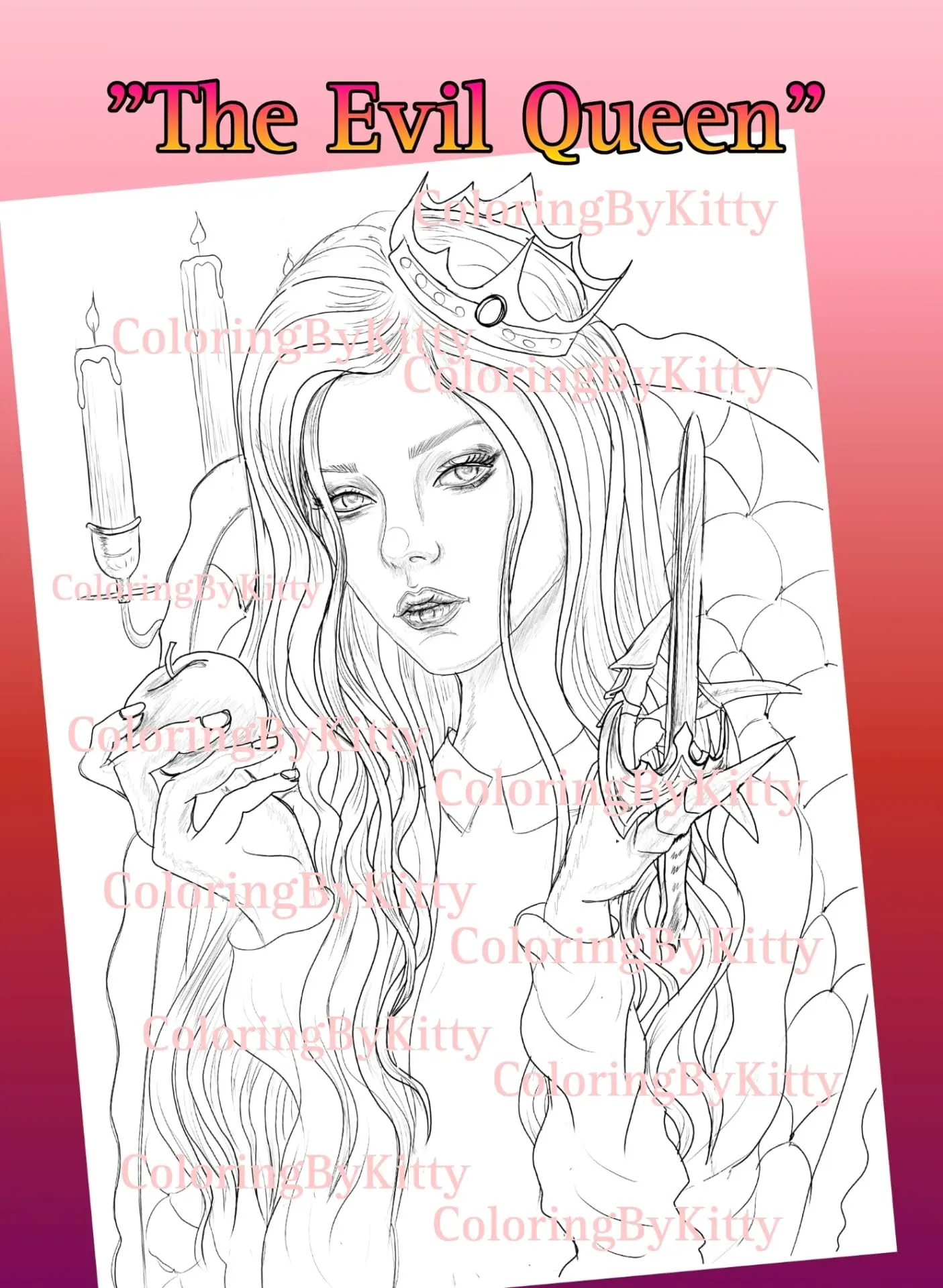 Single coloring page the evil queen