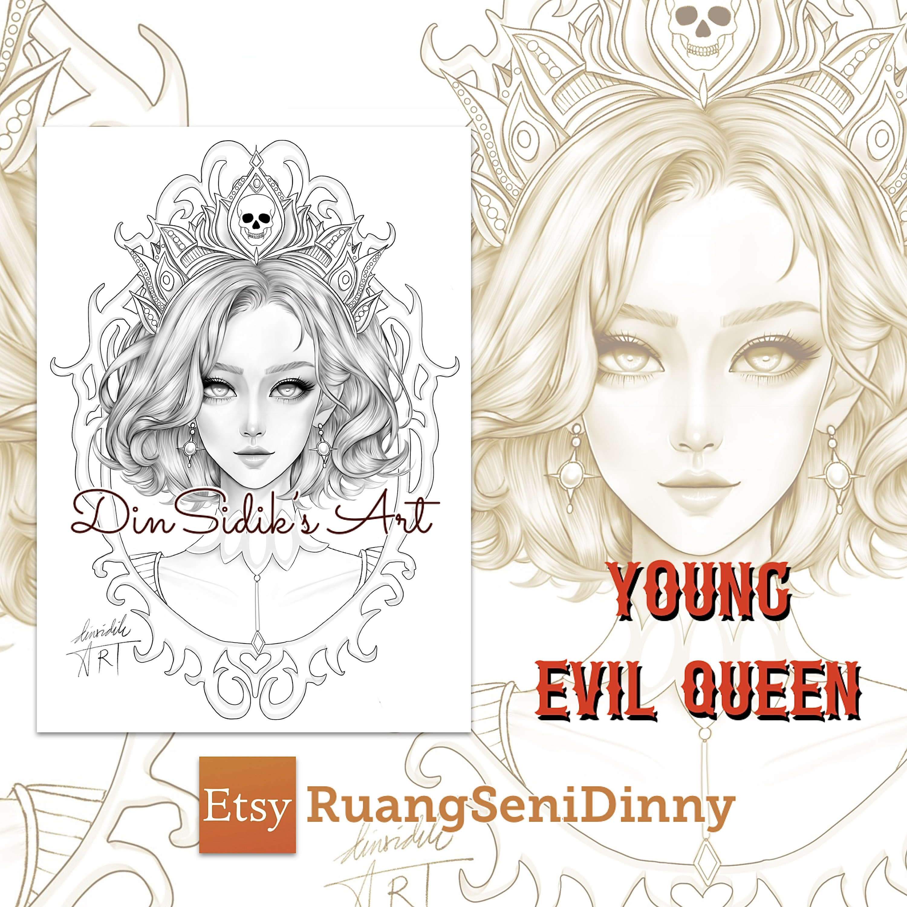 Young evil queen coloring page