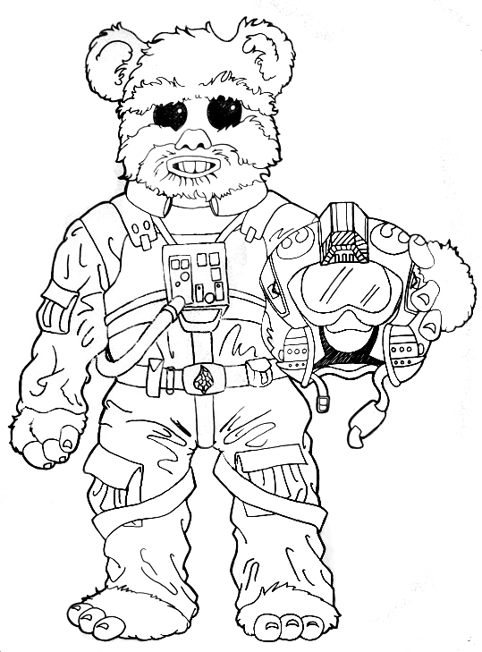 Ewok pilot lineart by westernphilosopher on