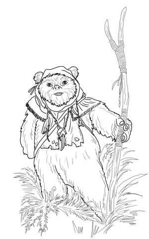 Ewok coloring page free printable coloring pages