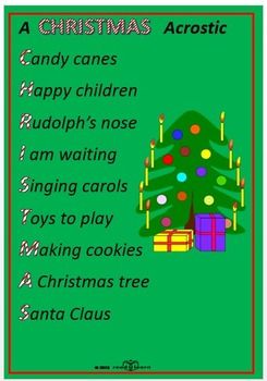Christmas acrostic poems and templat acrostic poem acrostic acrostic poem for kids