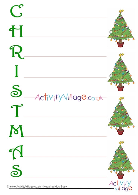 Christmas acrostic poem printable