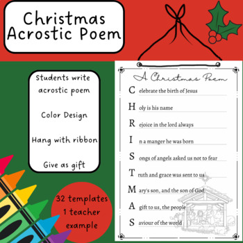 Christmas acrostic poetry writing