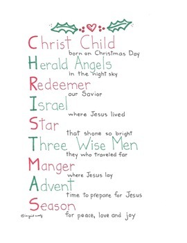 Christmas acrostic poem and activity page by ingrids art tpt