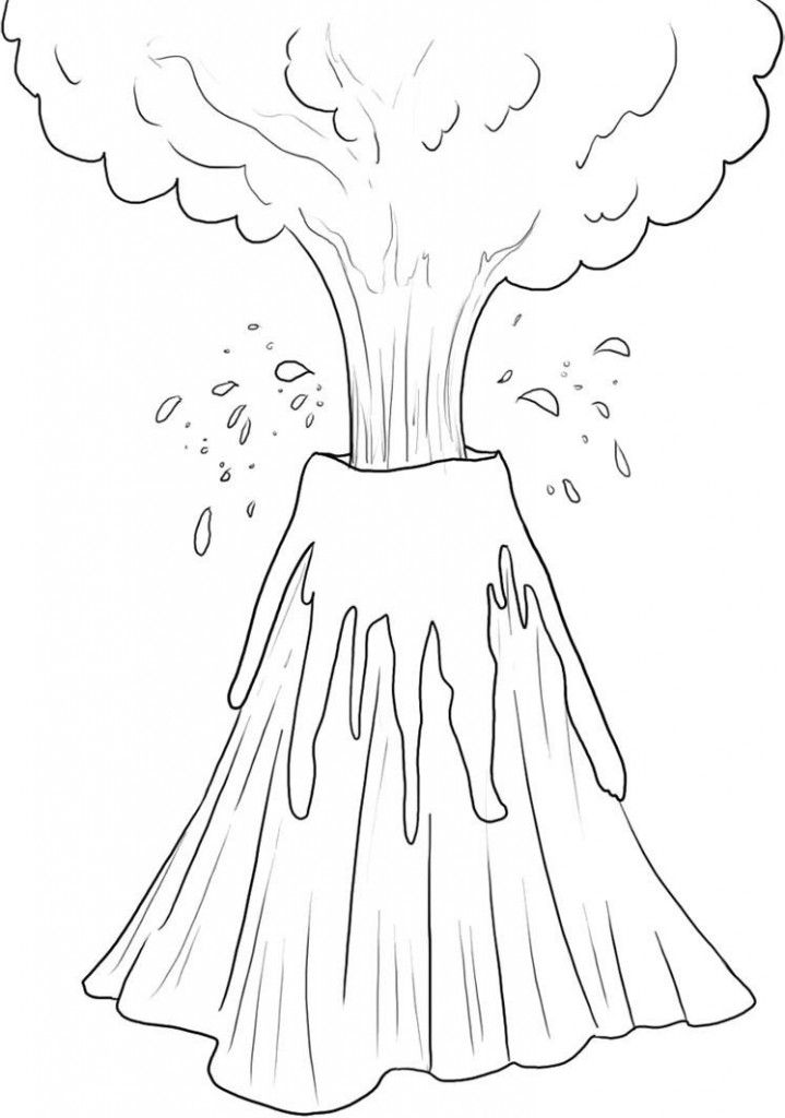 Free printable volcano coloring pag for kids volcan volcan dibujo hojas para colorear