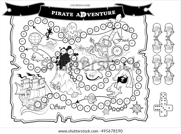 Coloring page fun children board game stock vector royalty free