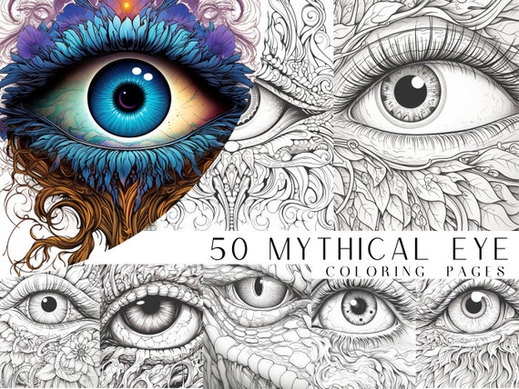 Mythical eye coloring pages adult and kids coloring book fantasy coloring sheets instant download printable pdf file download now