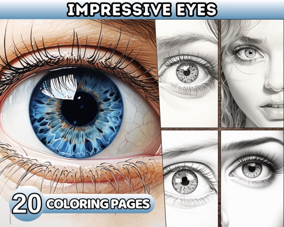 Realistic eyes coloring pages woman eye printable man eye coloring digital coloring book human eye coloring sheets eye illustration pdf