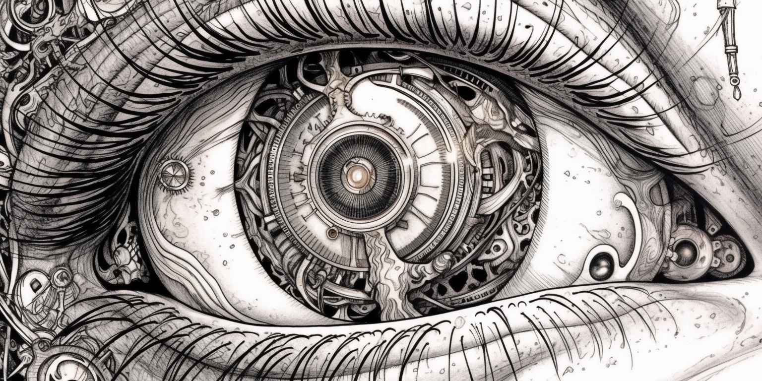 Midjourney prompt bionic eye coloring page