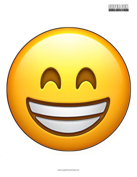 Grinning smile emoji coloring sheet