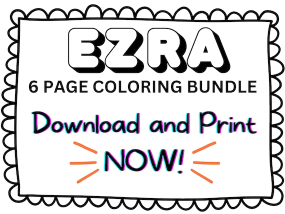 Ezra coloring page printable name coloring page custom coloring personalized gift colouring page kids name sheet instant download