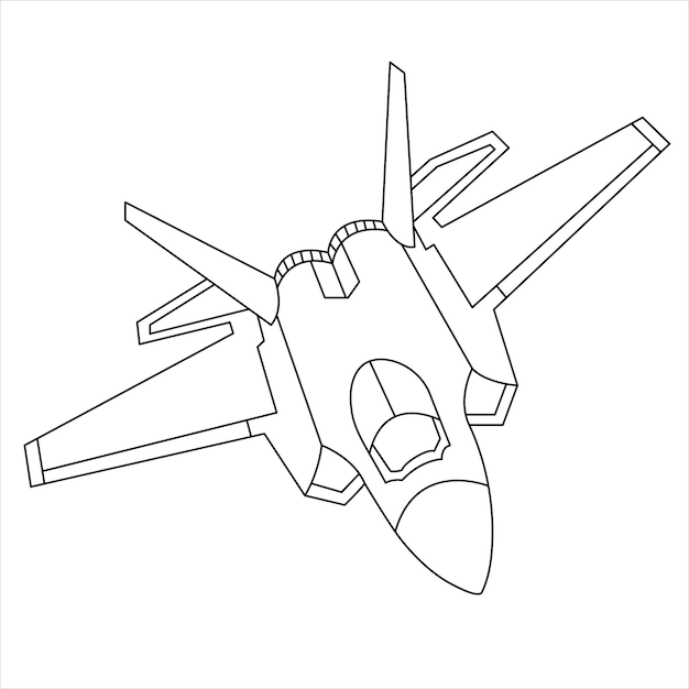 Premium vector military aircraft lockheed martin f raptor coloring book for children and adults cartoon airplane