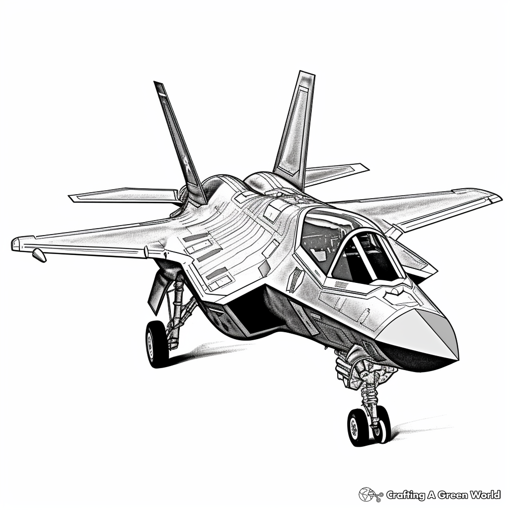 Realistic fighter jet coloring pages